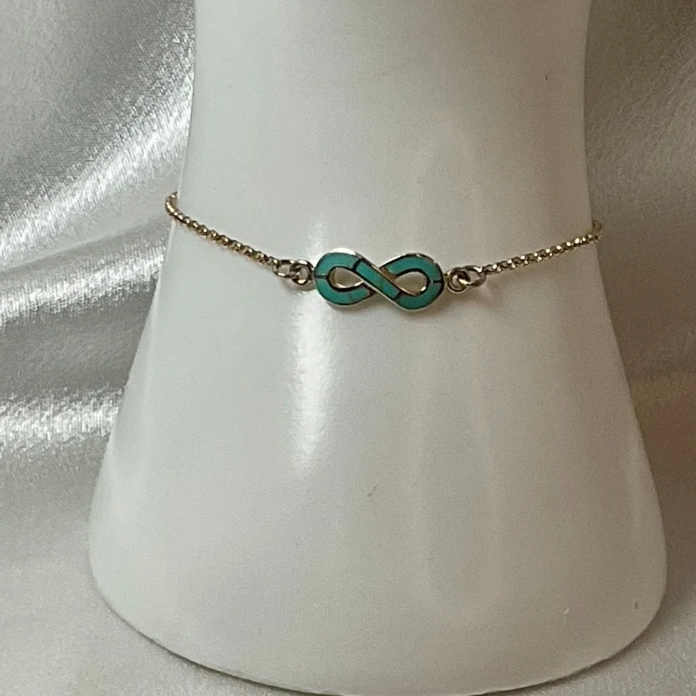 925 Sterling & Turquoise Extendable Infinity Bracelet